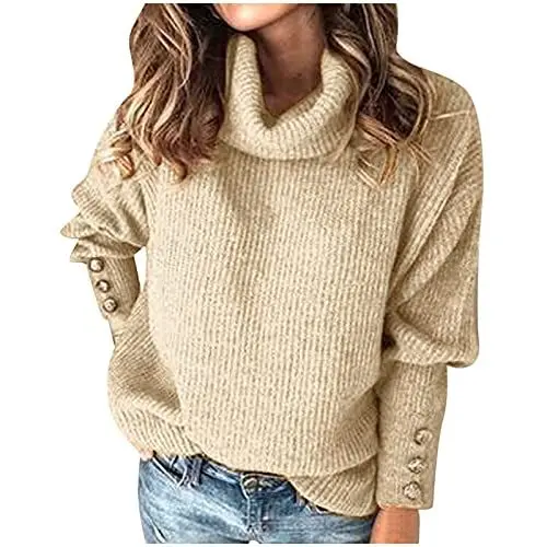 Produktbild: Sweatshirt Damen Oversized Pullover Mode Frauen Tops Bluse Schleife Kragen Solide Knöpfe Langarm Gestrickt Lässige Pullover Warme Top Elegante Soft Tops Cardigan Damen Tailliert Strickpullover Damen