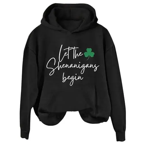 Produktbild: Sweatshirt Damen Oversized, Rundhalsausschnitt Casual Oberteile, Langarm Frauen, Buchstaben Druck Frauen Kuschel Leicht Locker Tops, Cropped Passform Weich Mode Klassisch Langarmshirt Outdoor