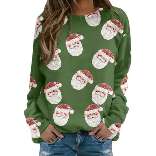 Produktbild: Sweatshirts For Women Uk Clearance Workout Kleidung Damen Hässliche Weihnachtspullover Basic Langarmshirt Damen Beige Fellimitat Jacke Damen Aesthetic Summer Clothes Warehouse Deals Clearance