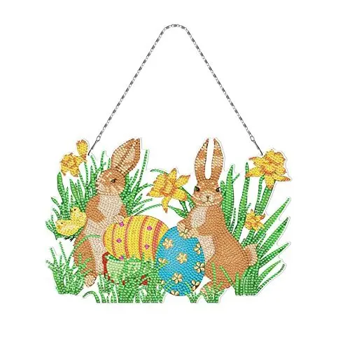 Produktbild: SWECOMZE 5D Diamond Painting DIY Ostern Kaninchen Strass Diamant Malerei Anhänger für Erwachsene Mosaik Handwerk Ornament Diamant Kunst Kits (YH301)