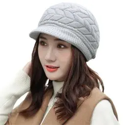 Produktbild: SWEDREAM Wintermütze Beanie Mütze Winter Strickmütze Schirmmütze Hüte Mützen Caps für Damen Gestrickte Baseballmütze Warme Wool Mütze (Grau)