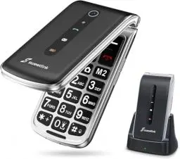 Produktbild: SweetLink F1PLUS Seniorenhandy Klapphandy Ohne Vertrag, Großtastenhandy mit Ladestation, GSM Flip Mobiltelefon SOS Notruffunktion, 1000mAh Akku, Taschenlampe, FM-Radio, 2,4 Zoll Farbdisplay, Schwarz