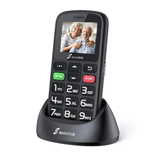 Produktbild: SweetLink S2PLUS Seniorenhandy ohne Vertrag – Dual SIM 2G GSM mit 1400mAh Akku, SOS-Notruftaste, 1,77