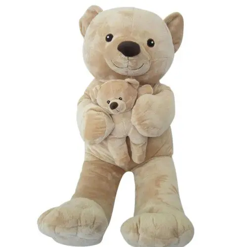 Produktbild: Sweety Toys 6014 XXL Teddy Teddybär Sandfarben Mama 90 cm mit Baby 28 cm Riesenteddy 2in1 supersüss softweich
