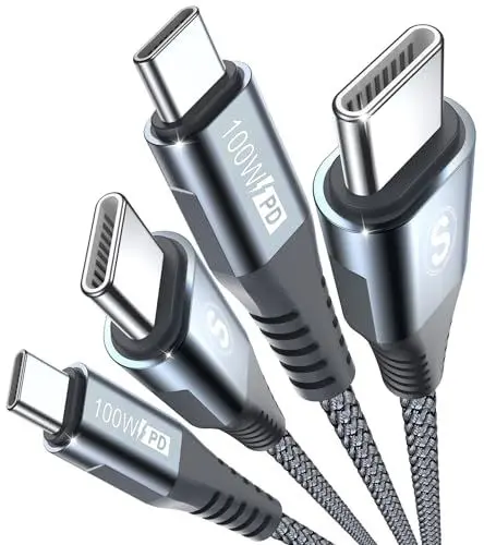 Produktbild: sweguard USB C Kabel 100W (2Stück 2m),PD QC 4.0 5A Schnellladekabel USB C auf USB C,Ladekabel USB C Ladegerät für iPhone 16 15 Pro Max,Samsung S25 S24 zu S8 Note20,iPad Pro,MacBook Air,Pixel,Switch