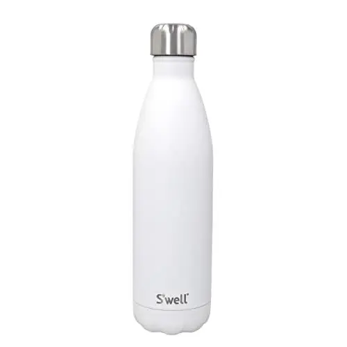 Produktbild: S'well Wiederverwendbare Wasserflasche aus Edelstahl, 750 ml, Mondstein, dreifach isolierte und auslaufsichere Trinkflasche für heiße und kalte Getränke bis zu 48h Kalt/24h Heiß