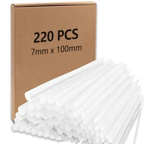 Produktbild: Swetfela 220 Stück Heissklebepistole Heißklebesticks, 7mm x 100 mm Heißkiebestift,Mini Klebesticks Transparent und Schnell Trocknend,Heißkiebepistole Sticks Ideal für Heimwerken Reparieren Dekorieren