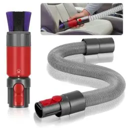 Produktbild: Swetfela 2 Stück Rückstandsloser Staubpinsel Staubsauger Zubehör Set, für Dyson Schlauch Adapter, V7 V8 V10 V11 V15 Hundebürsten Aufsatz, Verlängerung Flexibler Schlauch, Abstauben