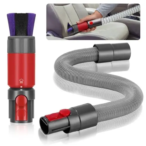 Produktbild: Swetfela 2 Stück Rückstandsloser Staubpinsel Staubsauger Zubehör Set, für Dyson Schlauch Adapter, V7 V8 V10 V11 V15 Hundebürsten Aufsatz, Verlängerung Flexibler Schlauch, Abstauben