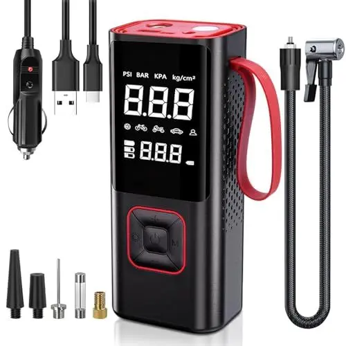 Produktbild: Swetfela Elektrische Luftpumpe für Auto Reifen, 20000mAh Auto Luftpumpe Elektrisch, 150PSI Mini Akku Luftpumpe mit Manometer, Fahrradpumpe Elektrisch mit Digital LCD Manometer für Auto Moto Fahrrad
