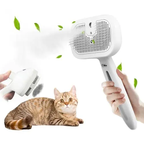 Produktbild: Swetfela Katzenbürste mit Dampf, 3 In 1 Hundebürste Kurzhaar Katzenbürste Langhaar Unterwolle Haarbürsten Katzen Zubehör, Multifunktionale Katzenhaarbürste Dampfbürste Bürste Für Katzen und Hunde