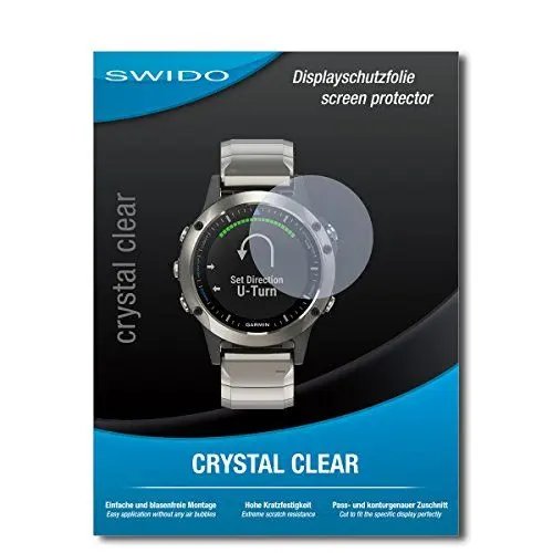 Produktbild: SWIDO Panzer Schutz Folie kompatibel mit Garmin quatix 5, Displayschutzfolie, Panzerglas Folie, Ultra-Klar, 2 Stück, Made in Germany