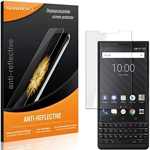 Produktbild: SWIDO Schutzfolie für BlackBerry Key2 (2 Stück) Anti-Reflex MATT Entspiegelnd, Hoher Härtegrad, Schutz vor Kratzer/Folie, Displayschutz, Displayschutzfolie, Panzerglas-Folie