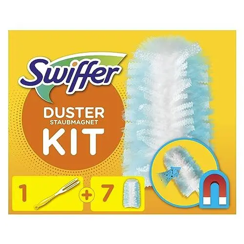 Produktbild: Swiffer Staubmagnet Kit Mit 1 Handgriff Und 7 Nachfülltücher, Nimmt Staub Auf Und Schließt Ihn Ein