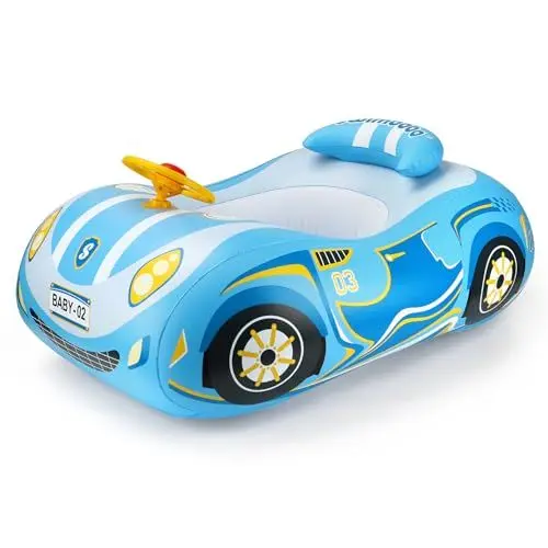 Produktbild: Swimbobo Aufblasbare Tiere Schwimmsitz Schwimmboot Baby schwimmring Kinder Pool-Aufsitzspielzeug für Kinder(Blaues Sportwagen)