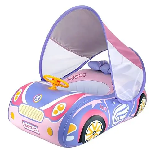 Produktbild: Swimbobo Aufblasbares Schwimm-Auto schwimmring Kinder mit verstellbarem Sonnendach und Sicherheitssitz Pool-Spielzeug für Kinder (Lila Auto)