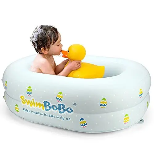 Produktbild: Swimbobo Baby Badewanne 0-36 Monate, Aufblasbare Faltbar Rutschfeste Weiche Badewanne Baby Kinder Neugeborene, Tragbare Babywanne Babybadewanne Faltbar Kleinkind (groß)