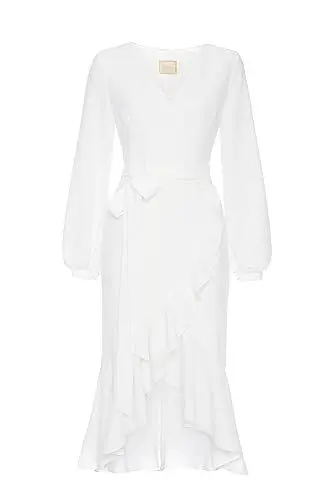 Produktbild: Swing Fashion Damen Cocktailkleid Elegantes Kleid mit Kuvert-Ausschnitt, Weiß , 42