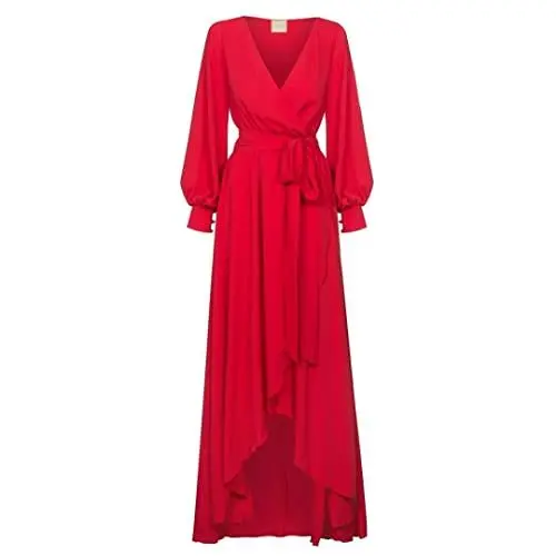 Produktbild: Swing Fashion Women's Irmina Damen Langes Elegantes Festliches Kleid | Partykleid | Abendkleid | Hochzeitskleider | Abschlussballkleid | Ballkleid | Maxikleid | Langarm | Rot | 34