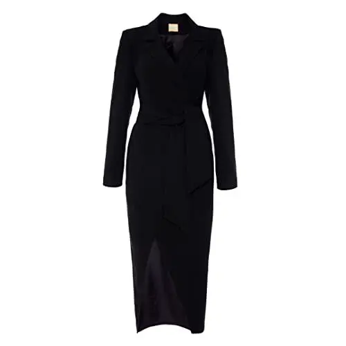 Produktbild: Swing Fashion Women's Moss Midikleid Damen | Elegantes Festliches Kleid | Partykleid | Abendkleid | Hochzeitskleider | Ballkleid | Anzugkleid | Cocktailkleider | Langarm | Schwarz | 38 (M)