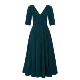 Produktbild: Swing Fashion Women's Sally Rose Damen Midikleid | Elegantes Festliches Kleid | Partykleid | Abendkleid | Hochzeitskleider | Abschlussballkleid | Ballkleid | V-Ausschnitt | 3/4 Ärmel | Grün | 38 (M)
