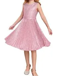 Produktbild: GRACE KARIN Prinzessin Kleid Kinder Rosa Einfarbig Madchen Kleid Elegant 6-12 Jahre Geburtstagskleid 8-10 Jahre/Rosa -6