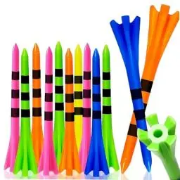 Produktbild: SWINGTEK 120 Stück Kunststoff-Golf-Tees, enthalten 100 Stück 8,9 cm unzerbrechliche lange Tees und 20 kurze Tees, gemischte Farben, Reibungswiderstandsreduzierung