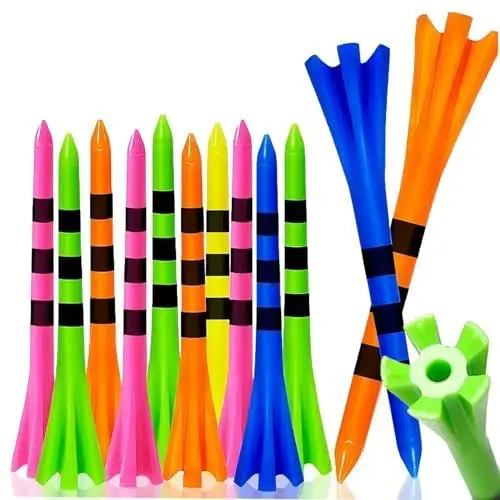 Produktbild: SWINGTEK 120 Stück Kunststoff-Golf-Tees, enthalten 100 Stück 8,9 cm unzerbrechliche lange Tees und 20 kurze Tees, gemischte Farben, Reibungswiderstandsreduzierung