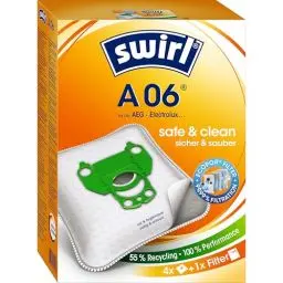Produktbild: Swirl® A 06® EcoPor® Staubsaugerbeutel für AEG, Electrolux, Progress und Volta Staubsauger, 4 Beutel