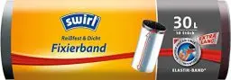 Produktbild: Swirl Fixierband-Müllbeutel extralang, 30 Liter, 1 Rolle mit 10 Beuteln, Anthrazit