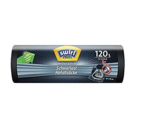 Produktbild: Swirl Profi Schwerlast-Abfallsäcke mit Zugband 120l, 12 Stück pro Rolle