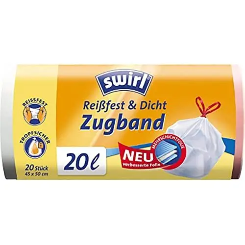 Produktbild: Swirl® Reißfest & Dicht Zugband Müllbeutel, 20l/20Beutel