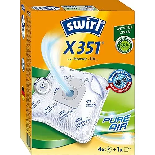 Produktbild: Swirl® X 351® EcoPor® Staubsaugerbeutel für Hoover, Rowenta, Severin, 4 Beutel
