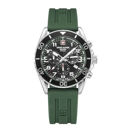 Produktbild: Swiss Alpine Military Herren Uhr Chronograph Analog Quarz 7029.9834SAM Silikon