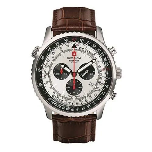 Produktbild: Swiss Alpine Military Herren Uhr Chronograph Analog Quarz 7078.9532SAM Leder