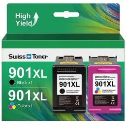 Produktbild: swiss toner 901xl Kompatibel für HP 901 Druckerpatrone für HP Officejet 4500 AIO Series,HP Officejet J4680,HP Officejet J4580(Schwarz,Farbe)
