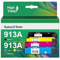 Produktbild: swiss toner HP 913A 913 Druckerpatronen 4er-Pack Kompatibel für hp pagewide pro 477dw, hp pagewide 377dw（ hp 913a schwarz/gelb/Cyan/Magenta）