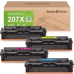 Produktbild: swiss toner Kompatibel für HP 207X (Mit Chip) für HP Color Laserjet Pro MFP M283fdw Toner Schwarz M255dw M282nw M283fdn Toner für HP 207A W2210A W2210X W2211X W2212X W2213X -4 Pack