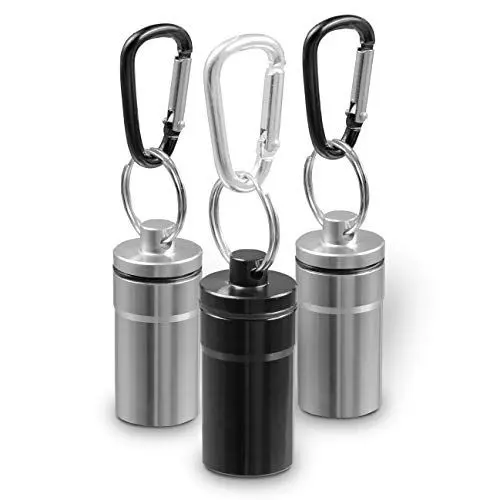 Produktbild: SWISSHOME – Taschenaschenbecher im Set (3 Stück) inkl. Karabiner. 100% wasserdicht & geruchsdicht – Multifunktional für unterwegs bei Hobby & Freizeit - Premium Qualität - Schwarz/Silber