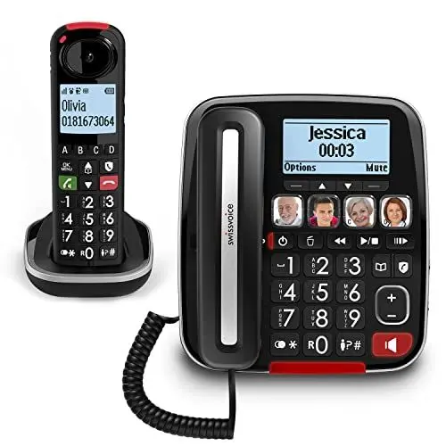 Produktbild: Swissvoice Xtra 3355 Combo schnurgebundenes Großtasten Telefon mit Anrufbeantworter, zusätzliches Mobilteil, Hörgerätekompatibel, Anrufschutz