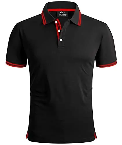 Produktbild: geeksport Herren Poloshirts Kurzarm Tennis Regular Fit Shirt Sport Schnelltrocknend Atmungsaktiv Polohemd Männer Sommer Outdoor Golf T-Shirt(Blau Weiß-XL)