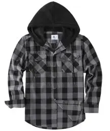 Produktbild: SwissWell Holzfällerhemd Herren Hemd Kariert Langarm Hemdjacke Männer Flanellhemd mit Kapuze Outdoor Holzfäller Jacke Dunkelgrau XL