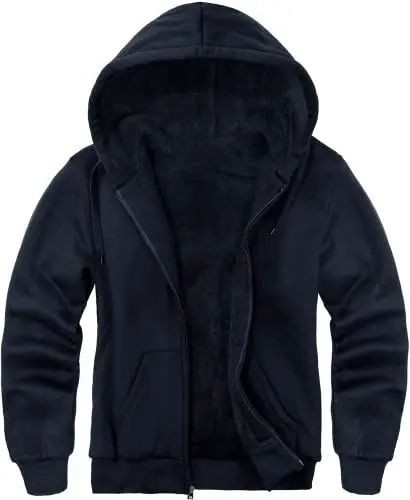 Produktbild: SwissWell Kapuzenjacke Herren mit Kapuze Zip Hoodie Gefüttert Fleecejacke Winter Outdoor Pullover Sweatjacke (0652 Marine L)