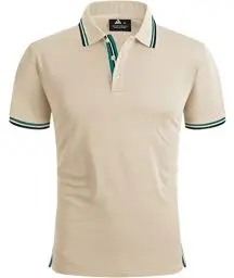 Produktbild: SwissWell Poloshirt Herren Kurzarm Atmungsaktiv Golf Tennis Sport Polo Shirts Sommer Freizeit T-Shirt Beige M