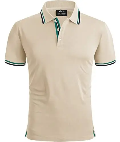 Produktbild: SwissWell Poloshirt Herren Kurzarm Atmungsaktiv Golf Tennis Sport Polo Shirts Sommer Freizeit T-Shirt Beige M