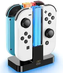 Produktbild: Switch Controller Ladestation für Nintendo Switch & OLED, 2 Std Schnelllade Joy Con Ladestation mit LED Anzeige Laterne, Switch Ladegerät Ständer für Joycon & Switch Zubehör