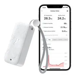 Produktbild: SwitchBot IP65 Hygrometer Thermometer Innen Außen, 120m Bluetooth Reichweite, Taupunkt/VPD/Absolute Feuchtigkeitssensor, Temperatursensor, Kostenloser Datenspeicherung, 2 Jahre Batterielebensdauer