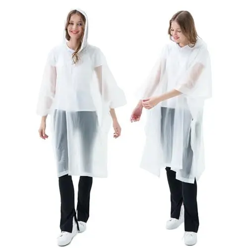 Produktbild: SWOGAA 2 Stück Regenponcho Damen Herren Wiederverwendbar EVA-Regenmäntel für Erwachsene Robuster Regencape Atmungsaktiv Regen für Survive, Fahrrad, Wandern, Camping, Angeln, Konzert, Stadion, Festival