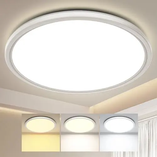Produktbild: Swoieltr Deckenlampe LED Ultradünne Deckenleuchte mit Fernbedienung Dimmbar (3000K-6500K), 24W 2800LM, IP44 | Ø30cm (2,4cm) | Küchenlampe, Deckenleuchten Für Wohnzimmer, Schlafzimmer, Badezimmer
