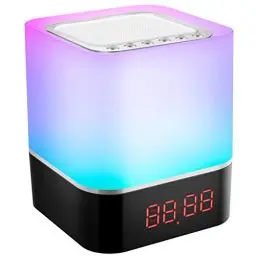 Produktbild: Swonuk 5 in 1 Bluetooth Lautsprecher mit Licht, Lichtwecker RGB Farbwechsel Nachttischlampe Touch Dimmbar, Wecker Digital mit USB, Freisprechen, MP3-Player, Coole Sachen für Teenager Mädchen Junge